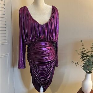 Express Shimmering Purple Long Sleeve Dress